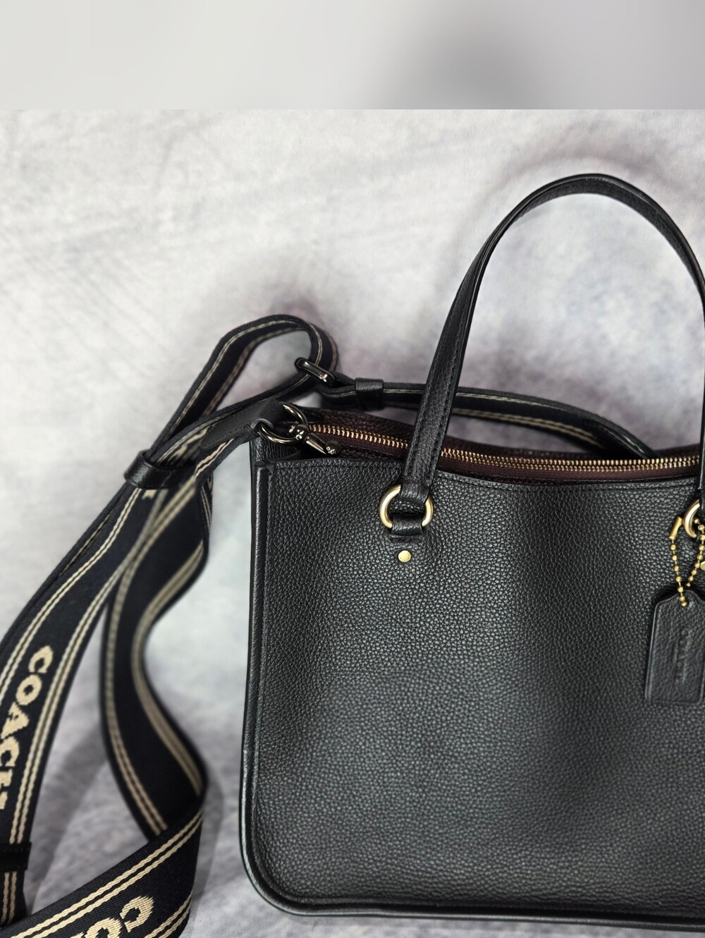 Coach Tyler Carryall Pebble Leather Black Shoulder Bag C3460